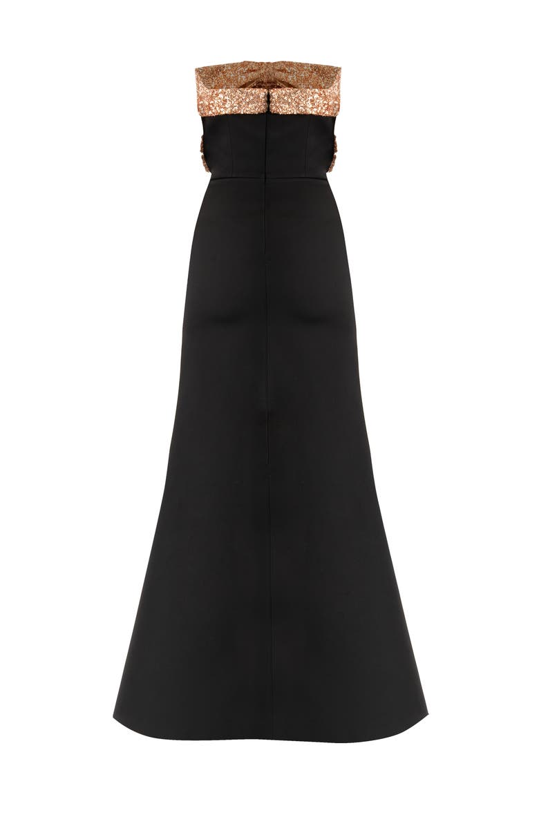 IVONNE Long Strapless Dress with Sequin Bow, Alternate, color, Black