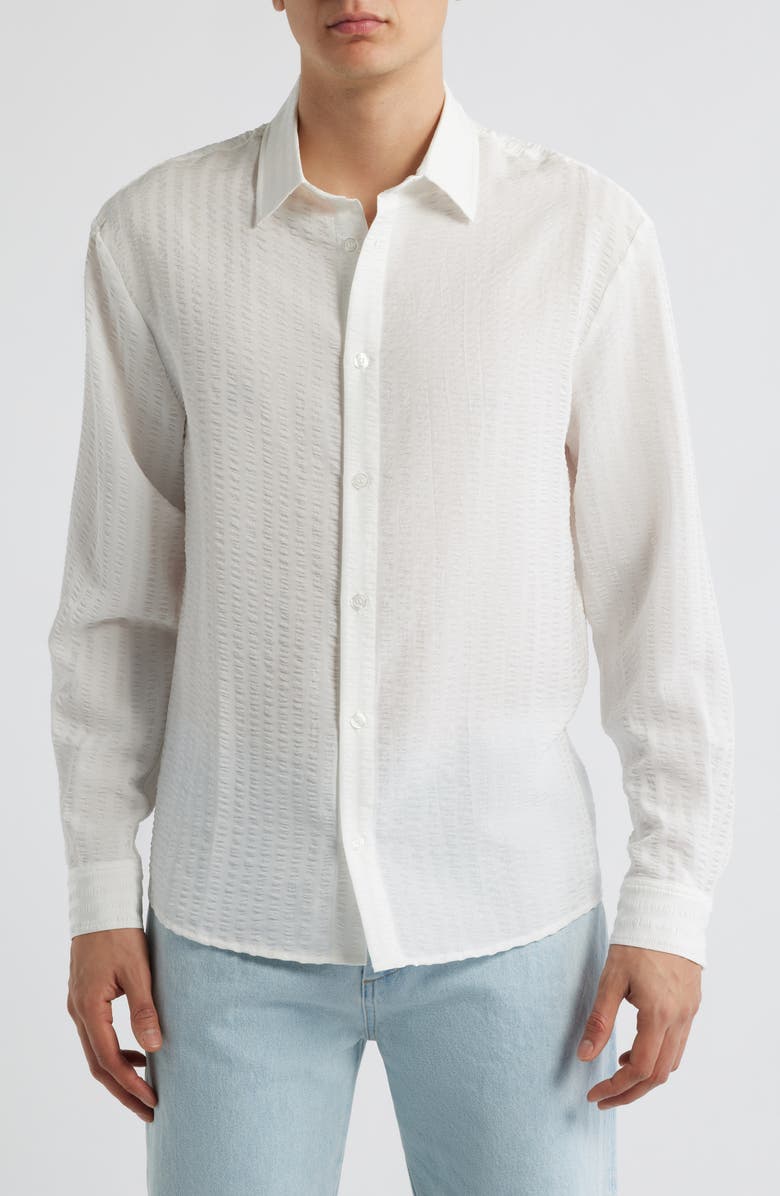 KROST Jordan Seersucker Stripe Button-Up Shirt, Main, color, White