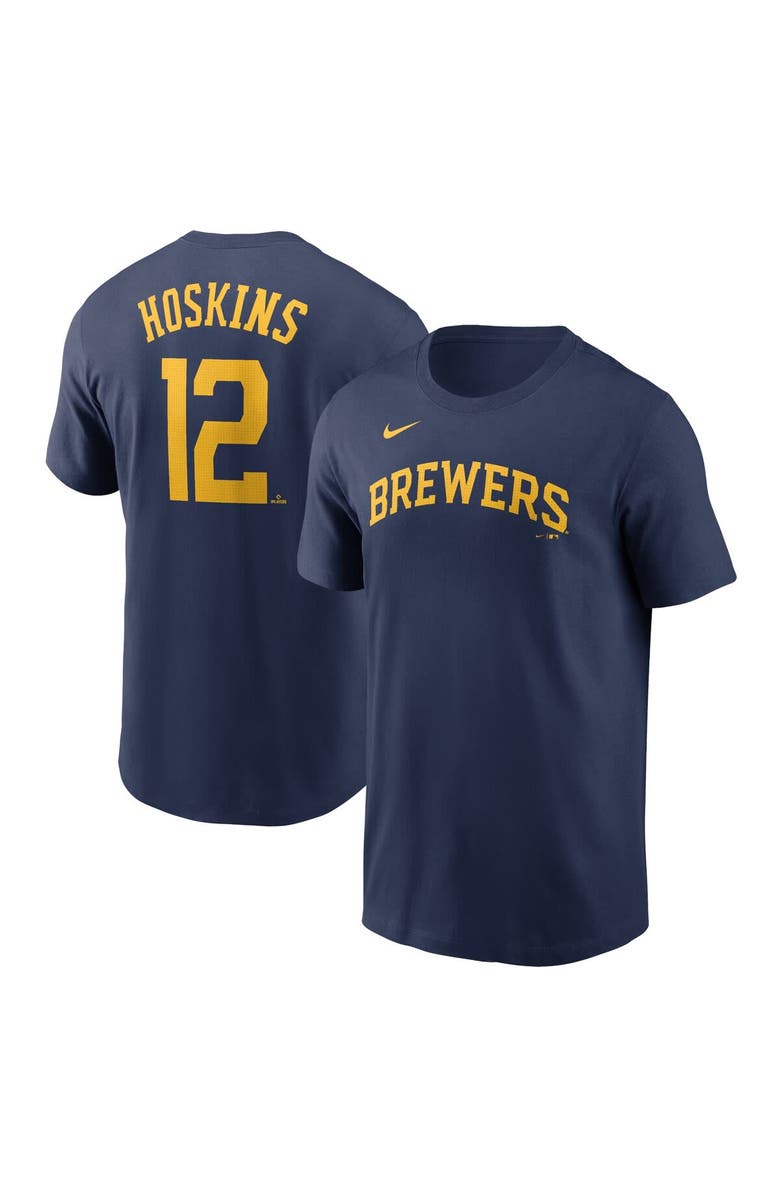 Nike Men's Nike Rhys Hoskins Navy Milwaukee Brewers Fuse Name & Number T-Shirt, Main, color, Navy