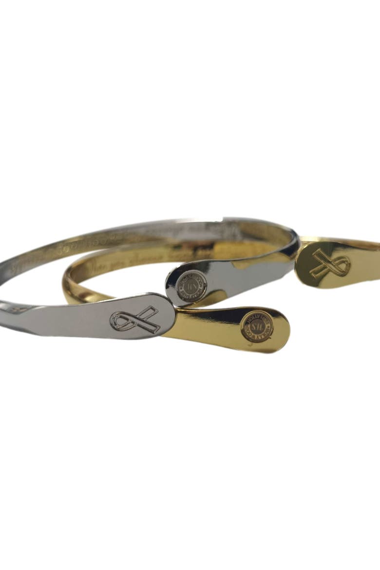 Cancer Awareness Bracelets, Engraved Bracelets When you choose hope anything is possible- Cancer Awareness Sign, Alternate, color, Silver