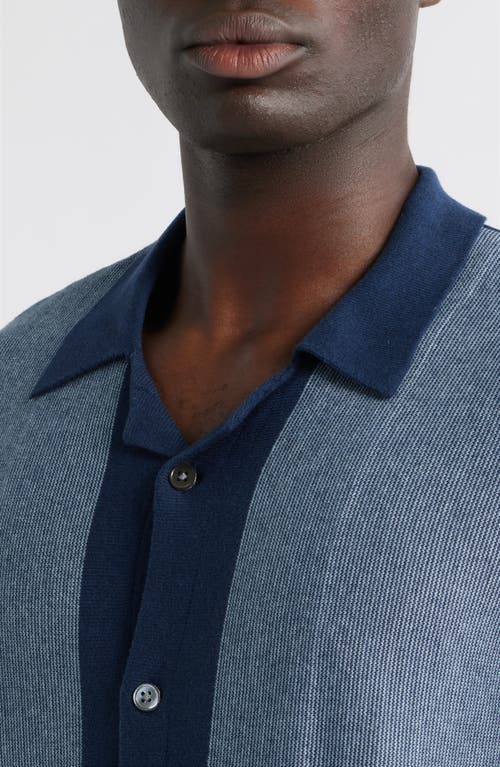 Rails Silas Stripe Knit Cotton Blend Camp Shirt In Blue