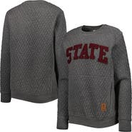 PRESSBOX Women's Pressbox Heather Charcoal Mississippi State Bulldogs Moose Quilted Pullover Sweatshirt