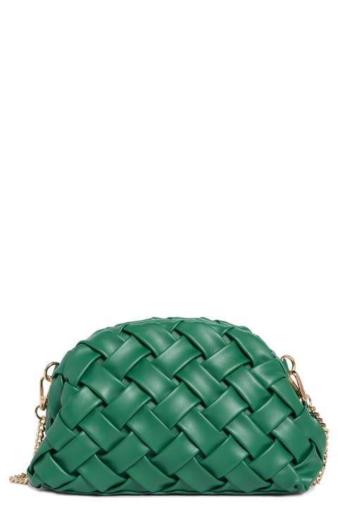 Woven Faux Leather Clutch