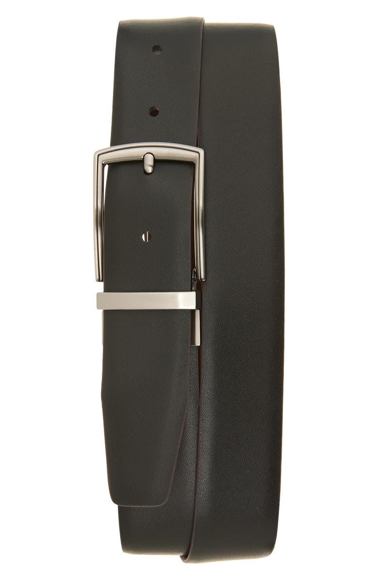 Original Penguin Feather Edge Bonded Leather Belt, Alternate, color, Brown/ Black