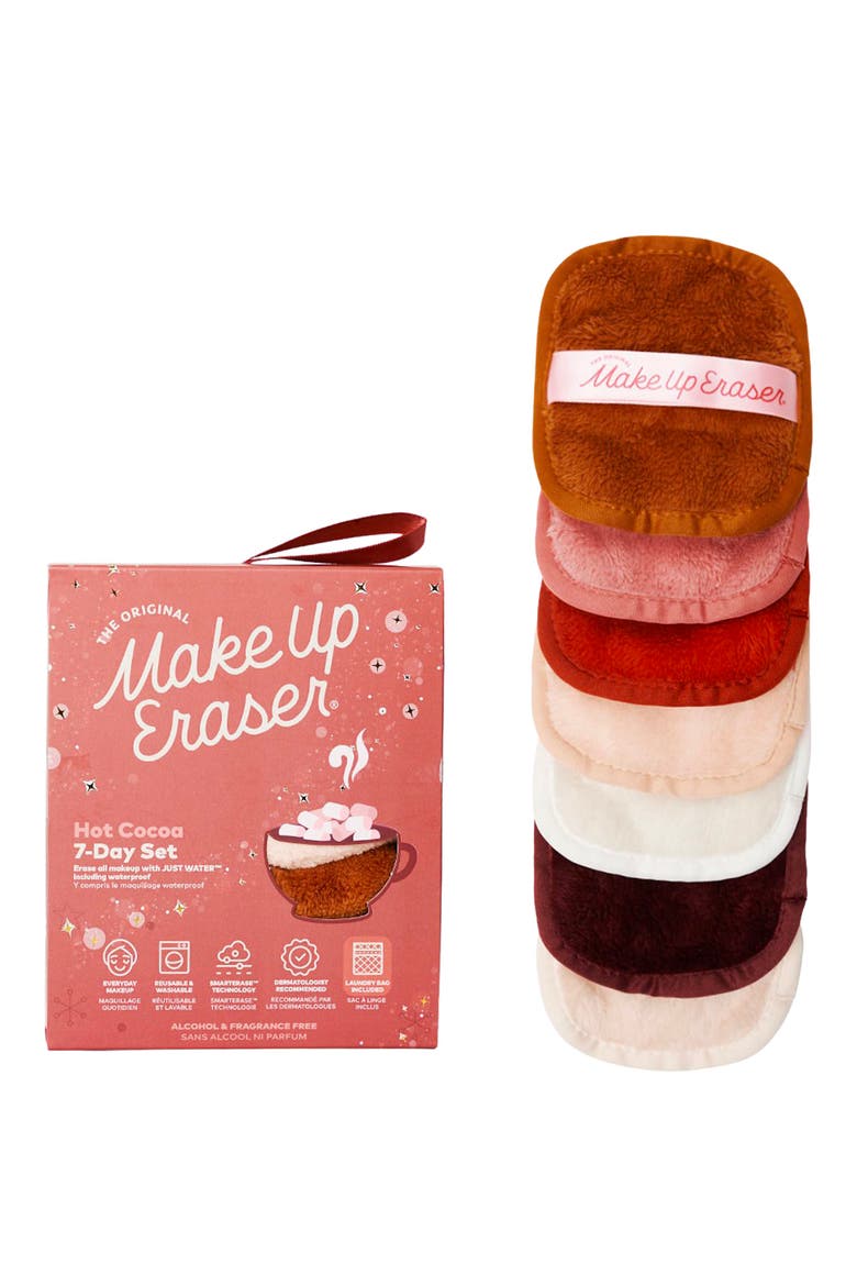 7-Day Hot Cocoa MakeUp Eraser Set with Laundry Bag, Main, color, HOT COCOA