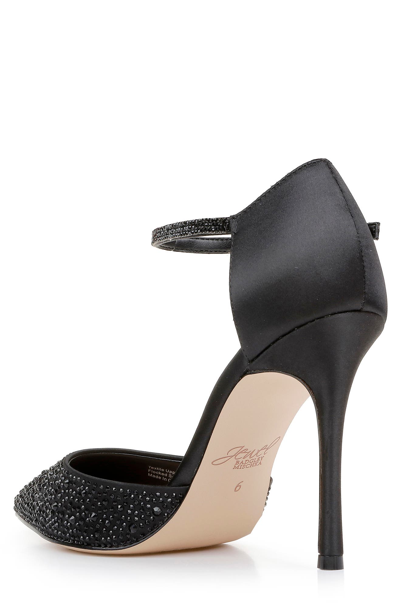 Jailene Ankle Strap Pump, Alternate, color, BLACK SATIN
