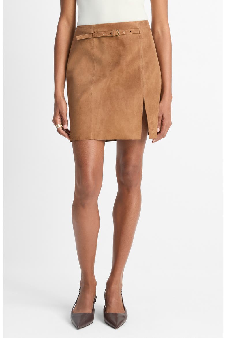 Belted Suede Miniskirt, Main, color, CAMARILLO