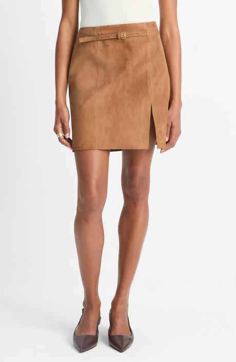 Vince Belted Suede Miniskirt