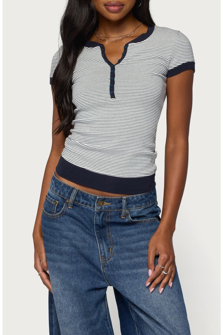 Regin Stripe Henley Top, Main, color, NAVY-AND-WHITE