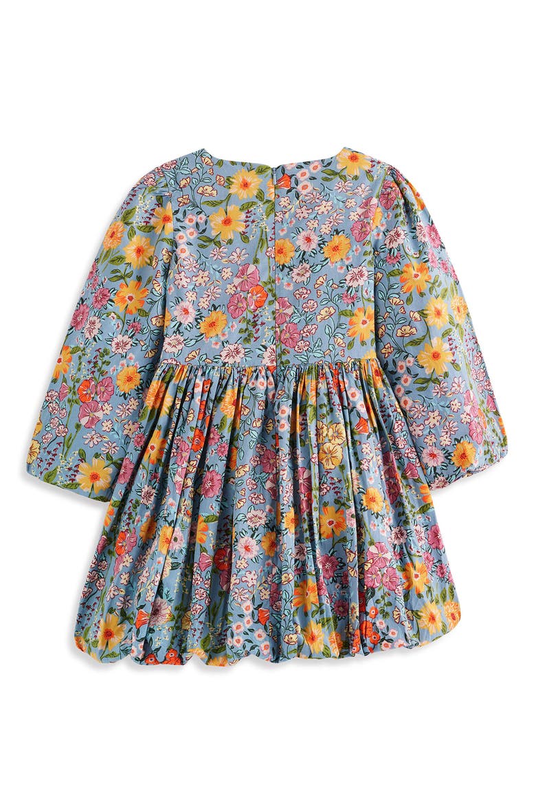 Kids' Long Sleeve Bubble Hem Dress, Alternate, color, BLUE MULTI FLORAL