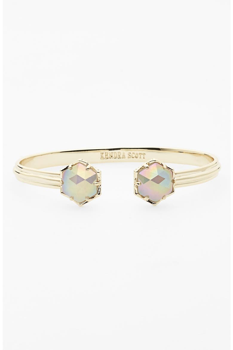 'Arden' Station Cuff, Main, color, GOLD/ IRIDESCENT SLATE CATSEYE