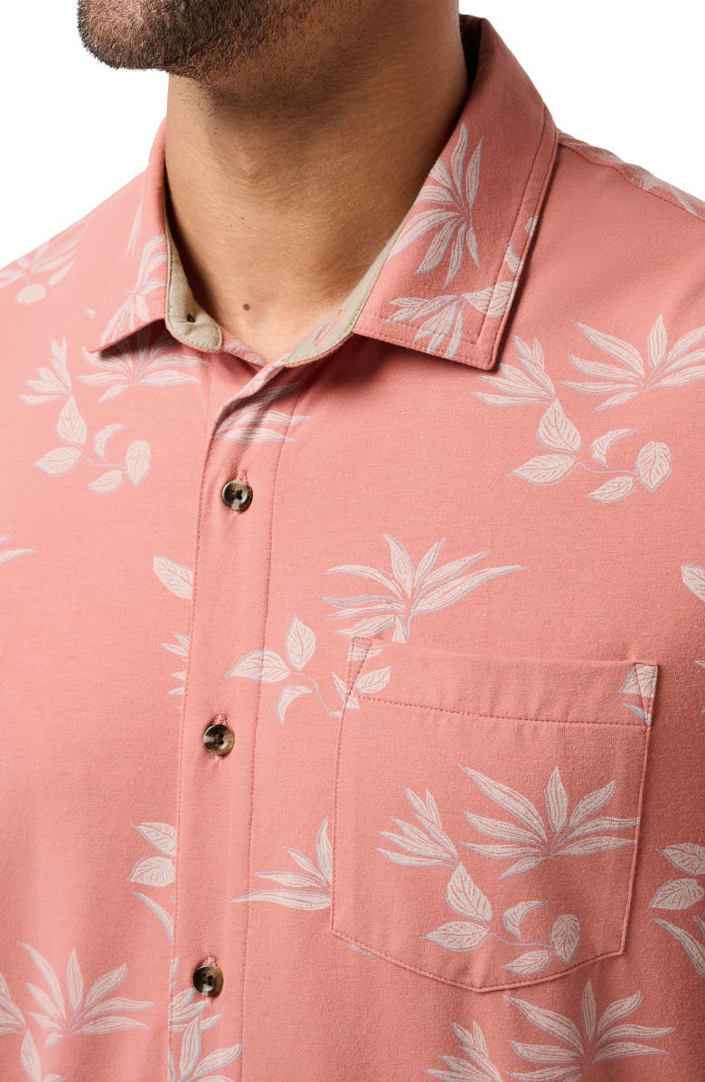 TravisMathew Comfortknit Yoyage Short Sleeve Button-Up Shirt, Alternate, color, Brick Dust