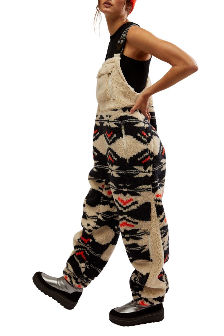 FP Movement Hit the Slopes Fleece Overalls, Alternate, color, BLACK FAIRISLE COMBO