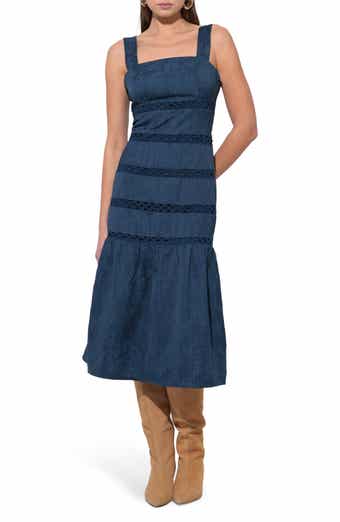 Adelyn Rae Sable Lace Inset Tiered Midi Dress