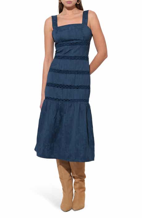 Adelyn Rae Sable Lace Inset Tiered Midi Dress