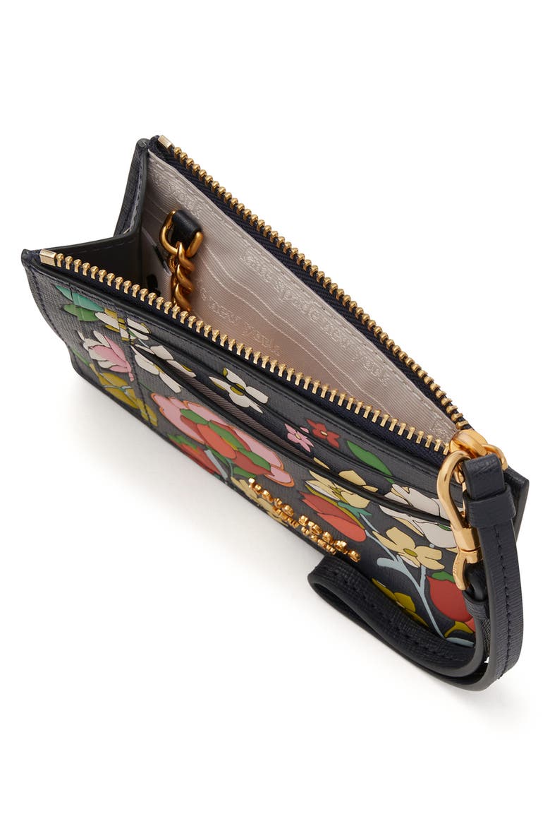 morgan embossed floral wristlet card case, Alternate, color, BLAZER BLUE MULTI