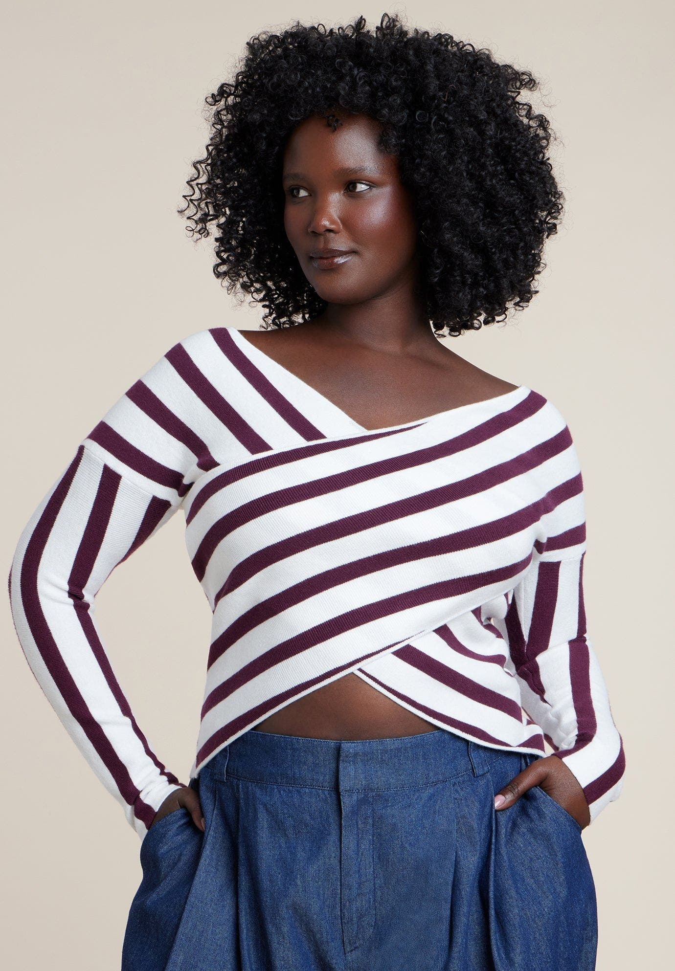 selected BURGUNDY/WHITE STRIPE