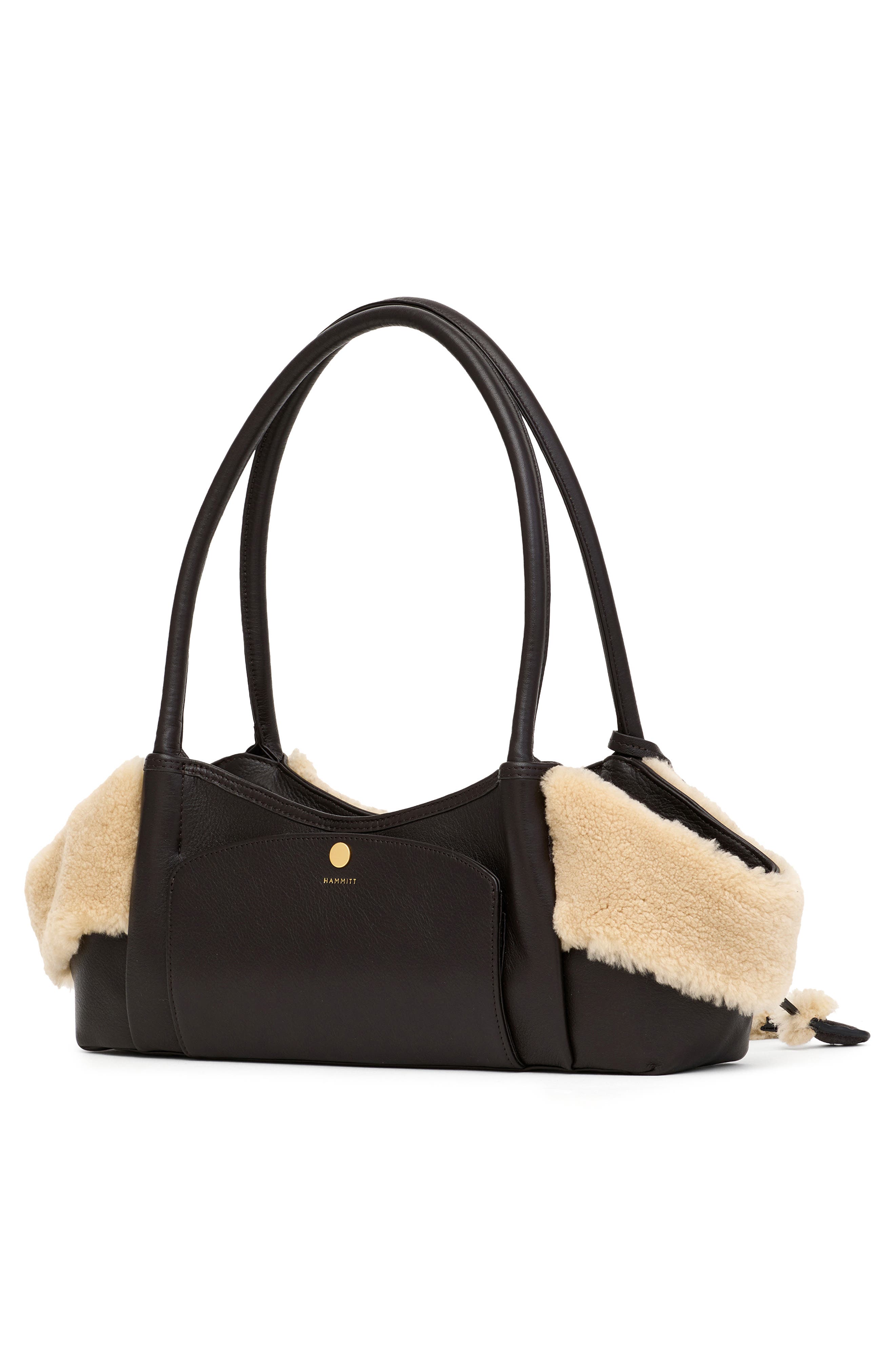 HAMMITT Short Paul Genuine Shearlign 
Leather Baguette Bag, Alternate, color, Sundance Shearling/Gold