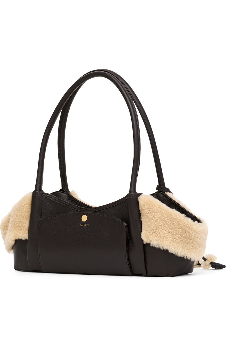 HAMMITT Short Paul Genuine Shearlign & Leather Baguette Bag, Alternate, color, Sundance Shearling/Gold