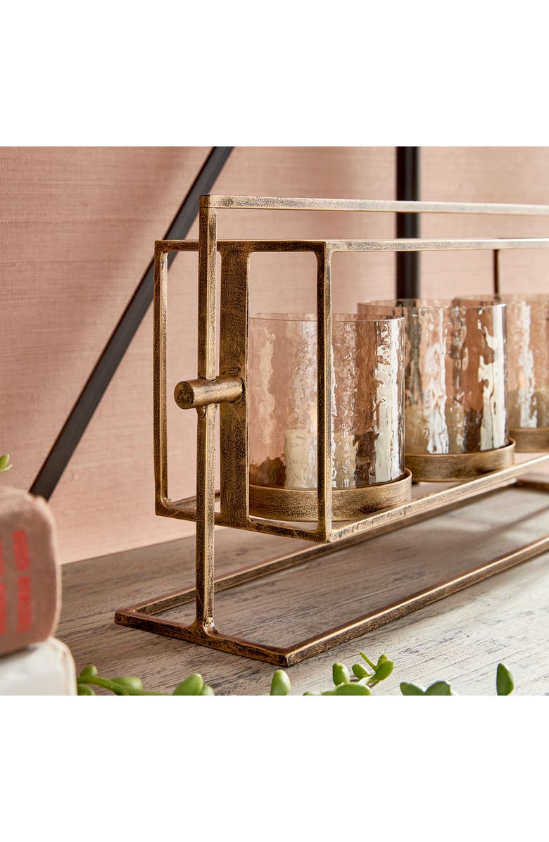 Napa Home & Garden Wesley 3-Candle Hurricane, Alternate, color, Gold