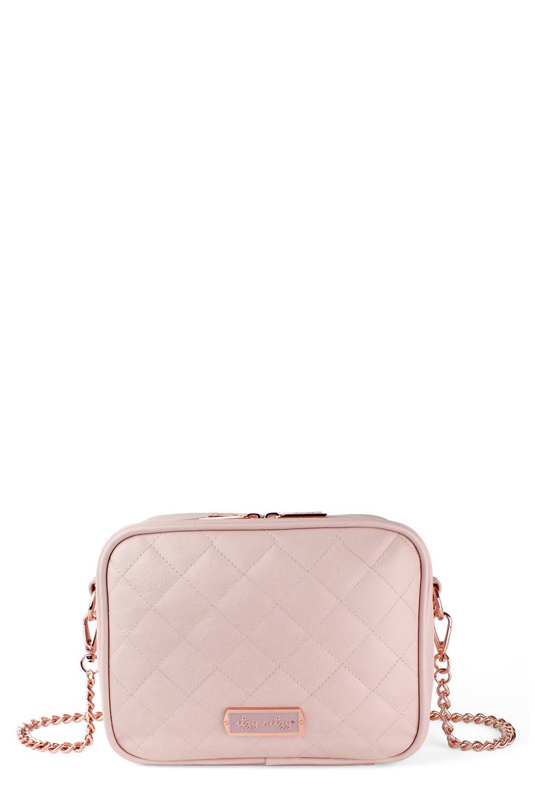 Double Take Faux Leather Crossbody Diaper Bag, Main, color, BLUSH