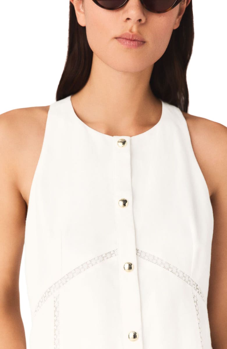 maje Embroidered linen-blend dress, Alternate, color, White