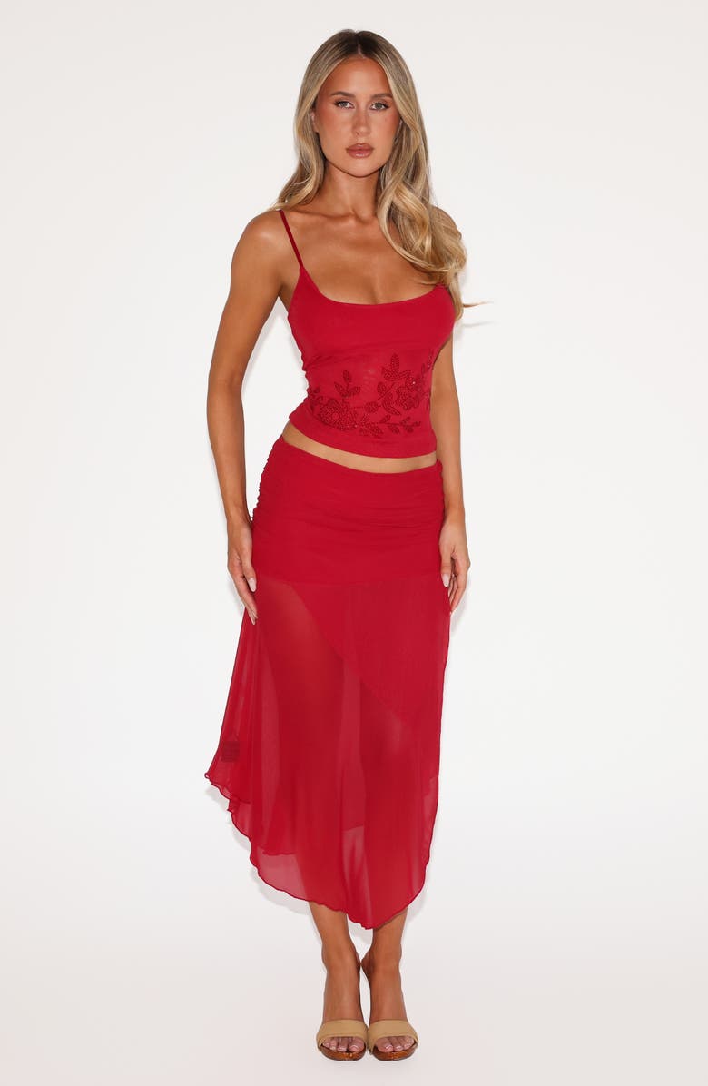 Tiger Mist Octavia Floral Embellished Mesh Camisole, Alternate, color, Red