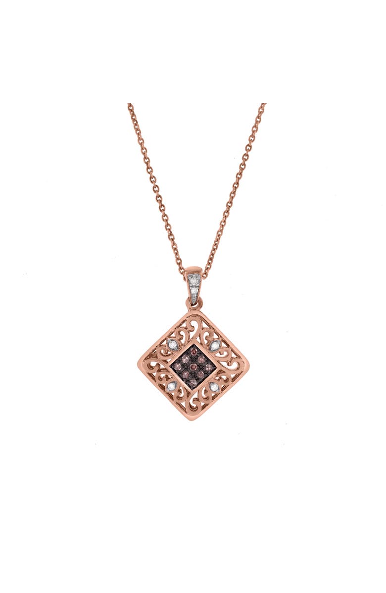 LuvMyJewelry Selora Sterling Silver 0.08 Ct Diamond Geometric Pendant Necklace, Alternate, color, Pink Rhodium Sterling Silver