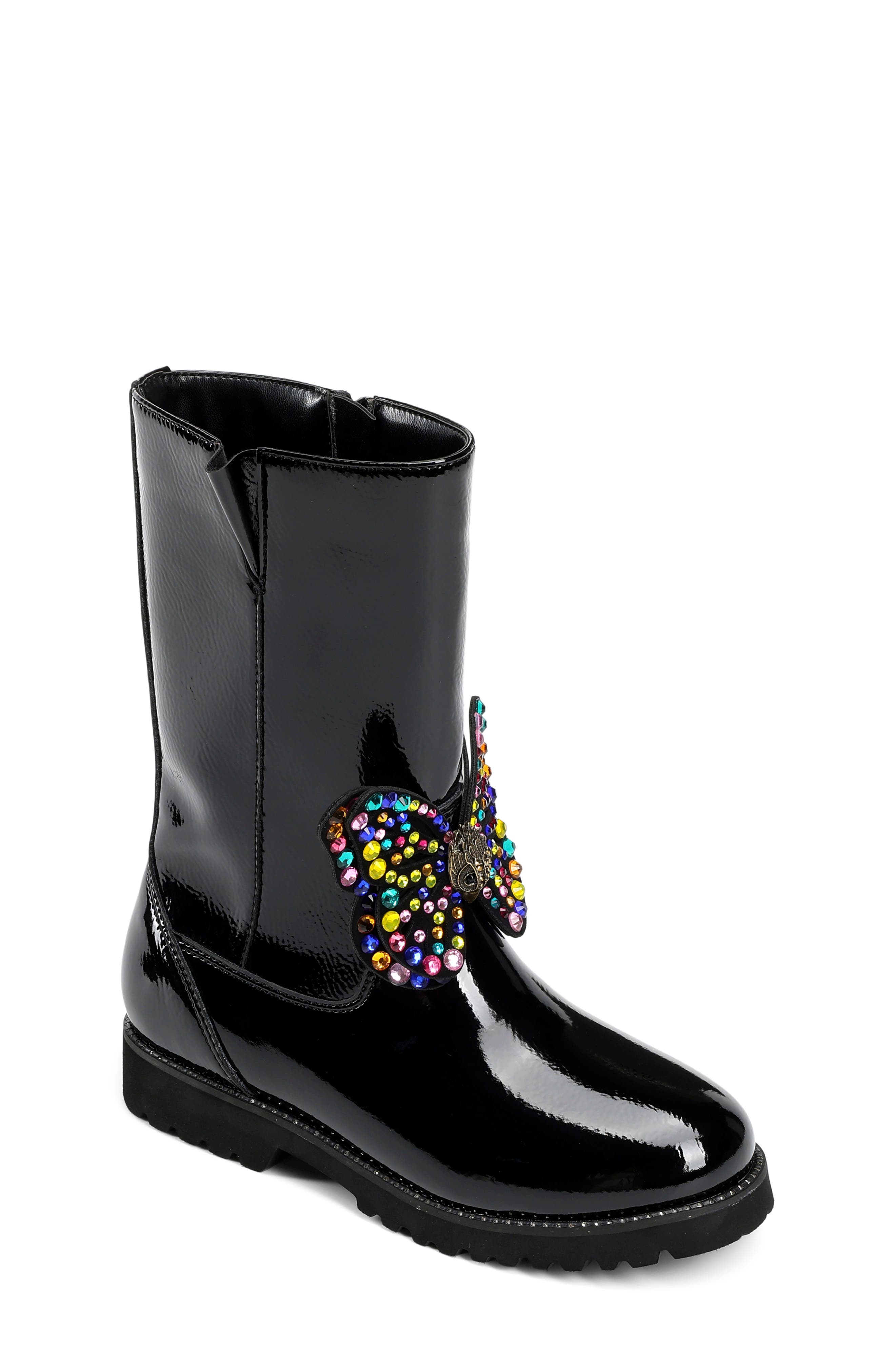 Kurt Geiger London Kids' Mini Butterfly Patent Leather Tall Boot ...