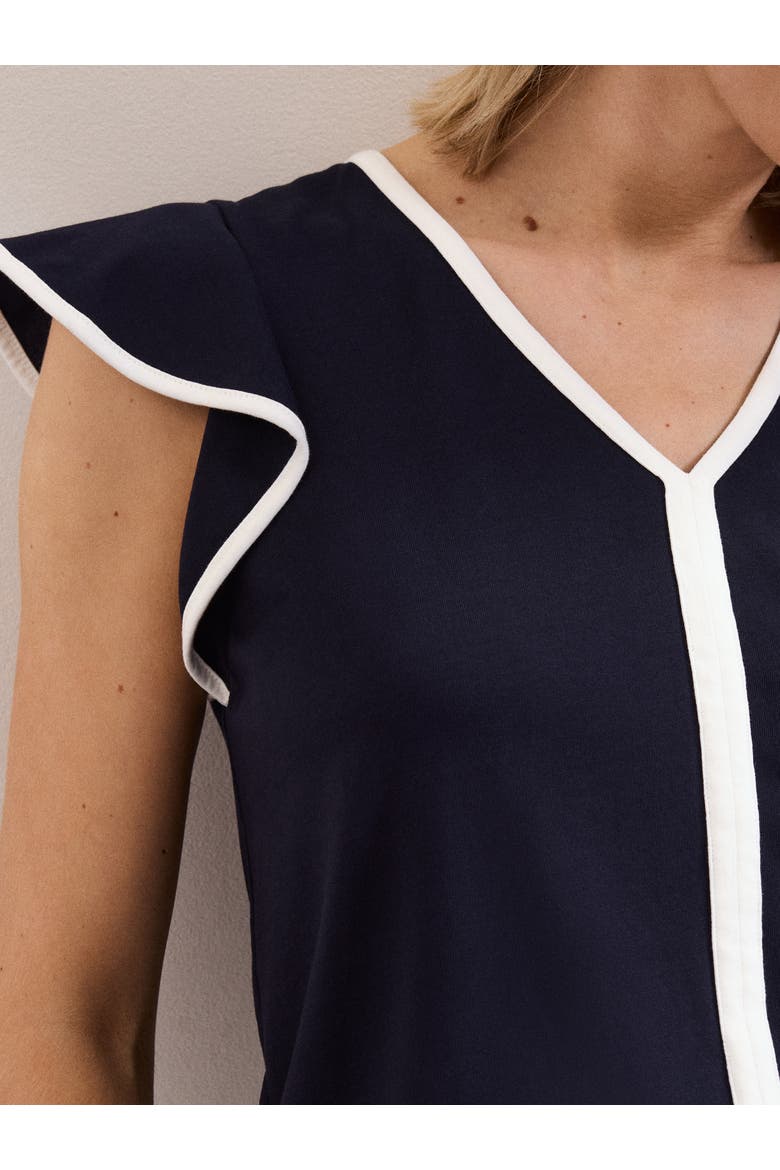 Fleur Ruffle Sleeve V-Neck Top, Alternate, color, Navy