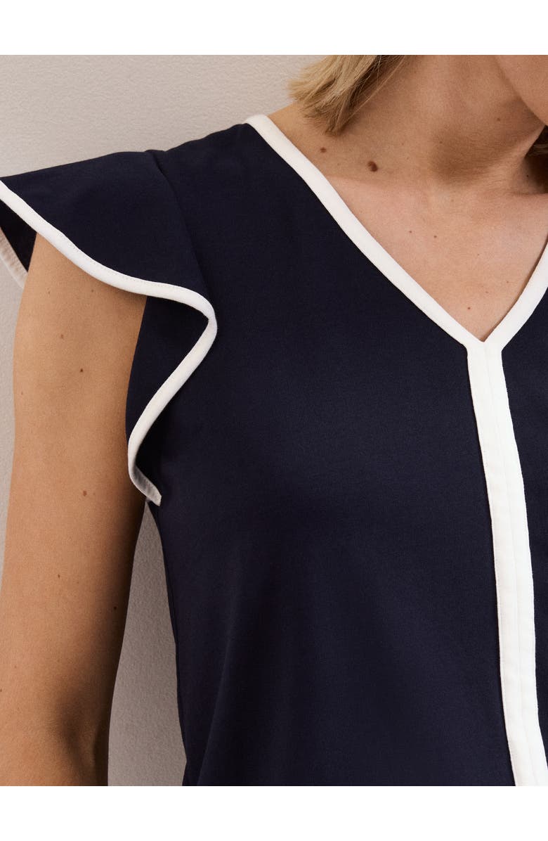 Phase Eight Fleur Ruffle Sleeve V-Neck Top, Alternate, color, Navy