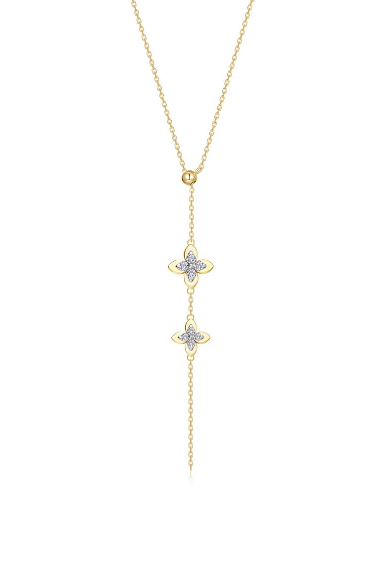 Magnolia Blossom Simulated Diamond Y-Necklace, Main, color, WHITE/ GOLD