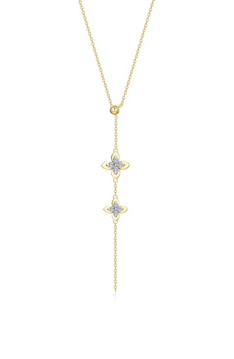 Magnolia Blossom Simulated Diamond Y-Necklace