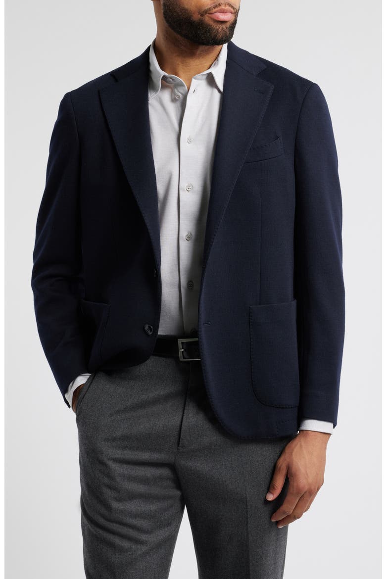 Travieso Solid Navy Wrinkle Resistant Wool Sport Coat, Main, color, NAVY