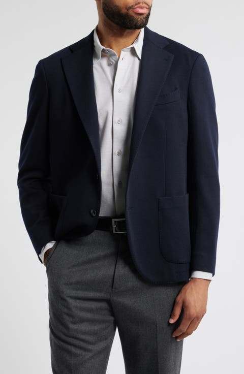 Travieso Solid Navy Wrinkle Resistant Wool Sport Coat