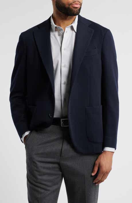 Travieso Solid Navy Wrinkle Resistant Wool Sport Coat