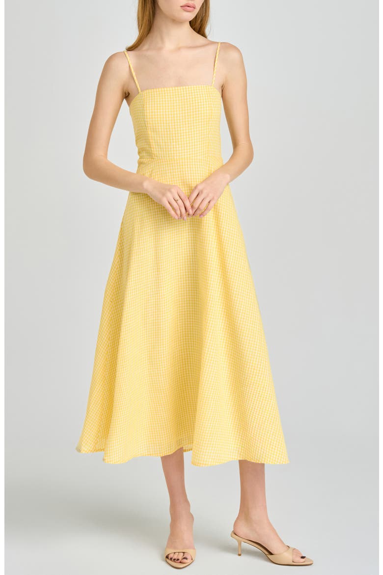 Josefina Gingham Fit & Flare Midi Dress, Alternate, color, YELLOW