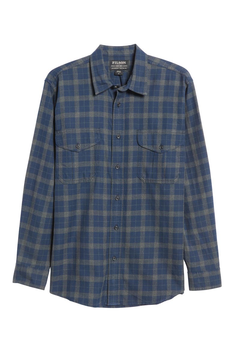 Alaskan Guide Regular Fit Twill Shirt, Alternate, color, NAVY HEATHER GREY