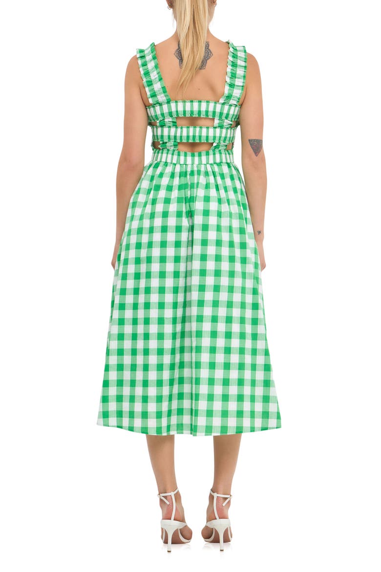 Check Print Smocked Midi Sundress, Alternate, color, GREEN