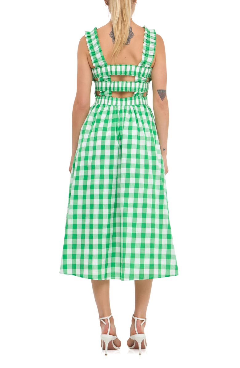English Factory Check Print Smocked Midi Sundress, Alternate, color,