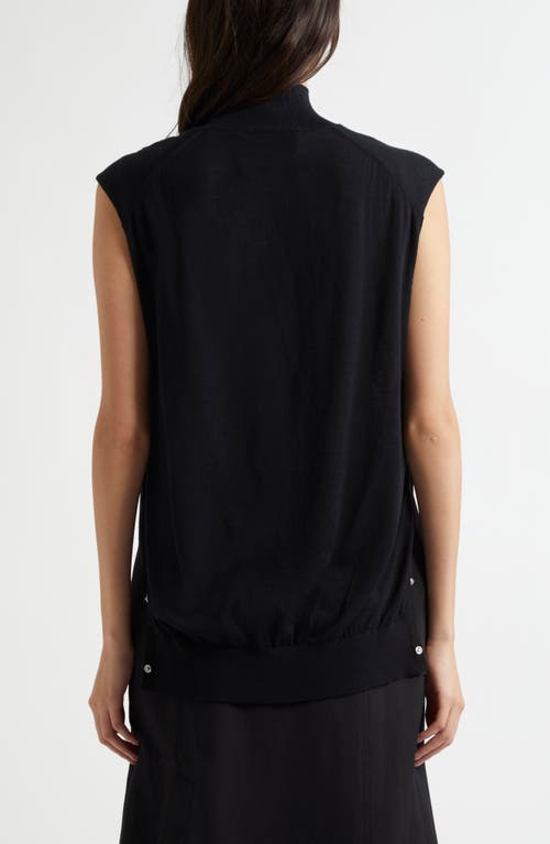 Shop 3.1 Phillip Lim Chiffon Godet Panel Mock Neck Sweater In Black
