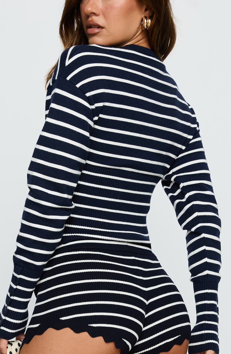 Princess Polly Head in the Clouds Stripe Cardigan, Alternate, color, Navy Stripe