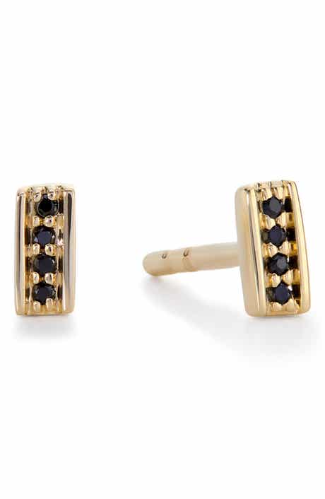 Monica Vinader Linear Black Spinel Stud Earrings
