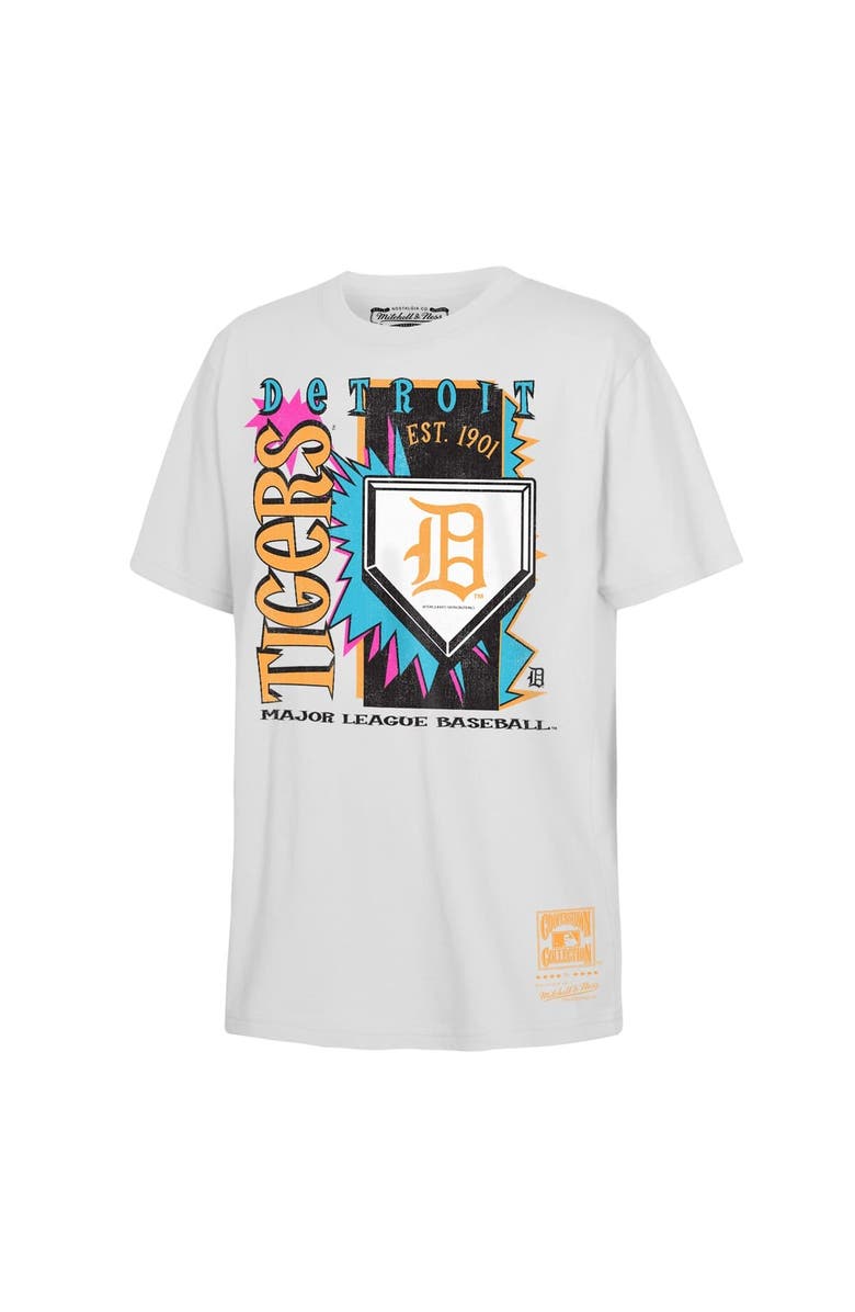 Mitchell & Ness Youth Mitchell & Ness White Detroit Tigers Cooperstown Neon Field Shock T-Shirt, Main, color, White
