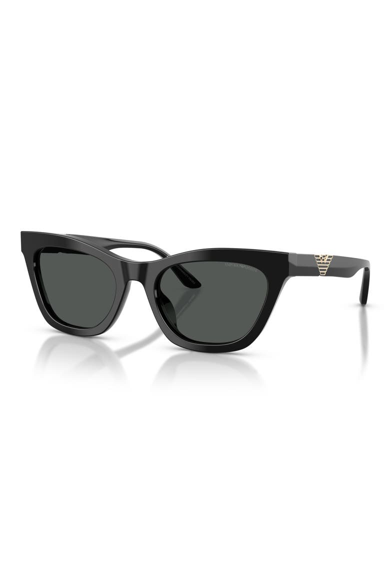 55mm Cat Eye Sunglasses, Alternate, color, SHINY BLACK / DARK GREY