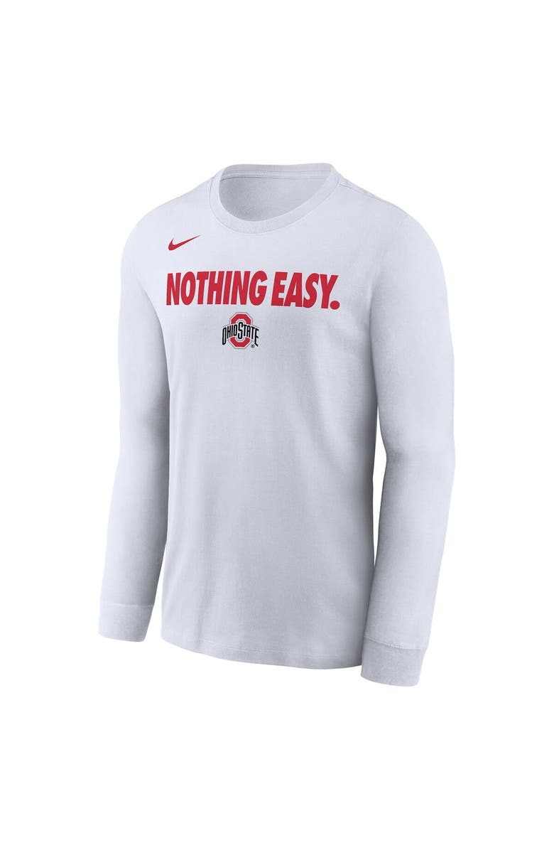 Nike Men's Nike White Ohio State Buckeyes 2025 On-Court Bench Long Sleeve T-Shirt, Alternate, color, 