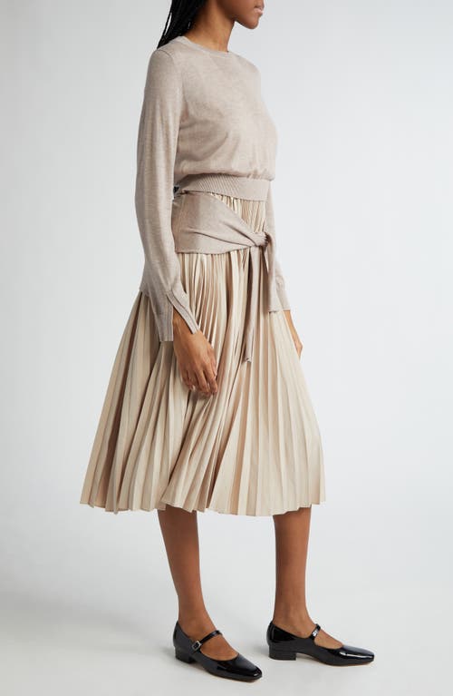 3.1 Phillip Lim Two-piece Tie Waist Long Sleeve Pleated Dress In Taupe