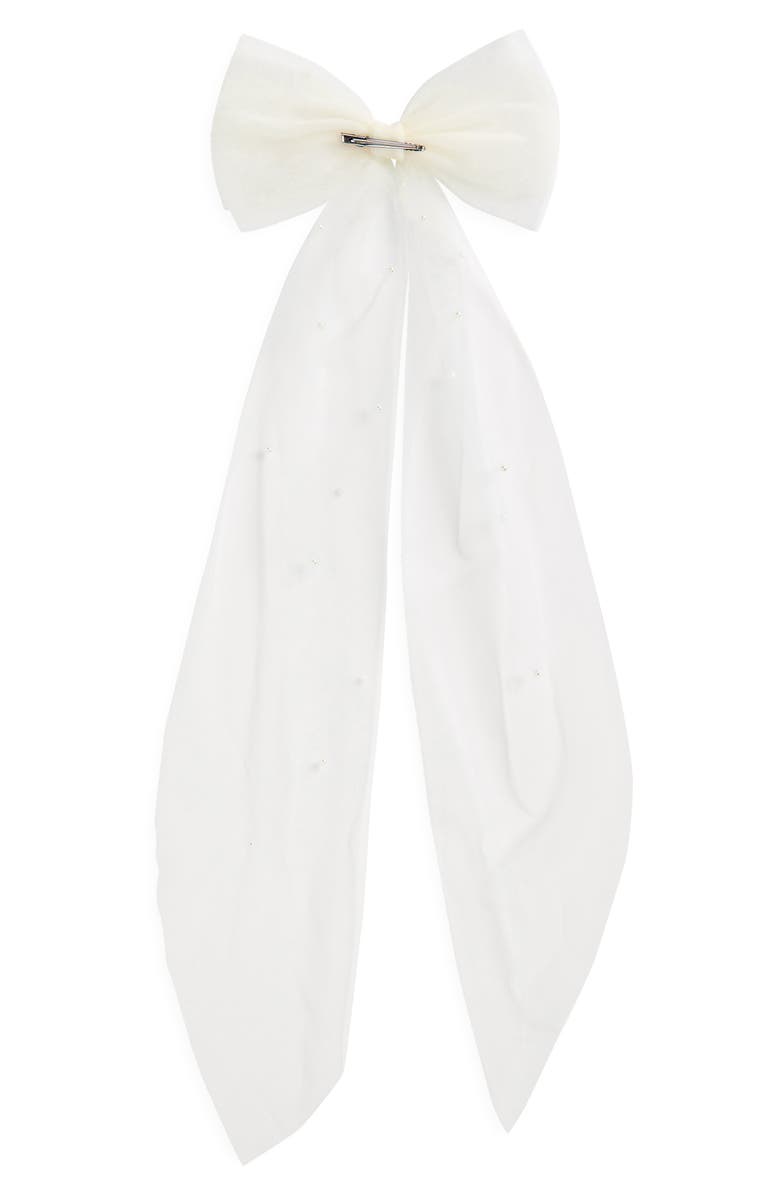 Brides & Hairpins Aluma Faux Pearl Tulle Bow, Alternate, color, Ivory