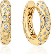 Crislu Cascade Cubic Zirconia Huggie Hoop Earrings