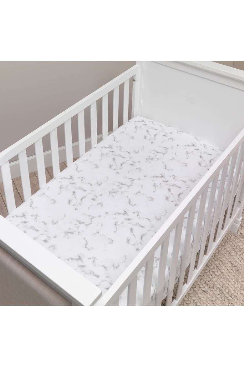 Signature Marble Organic Cotton Fitted Crib Sheet, Alternate, color, Gray